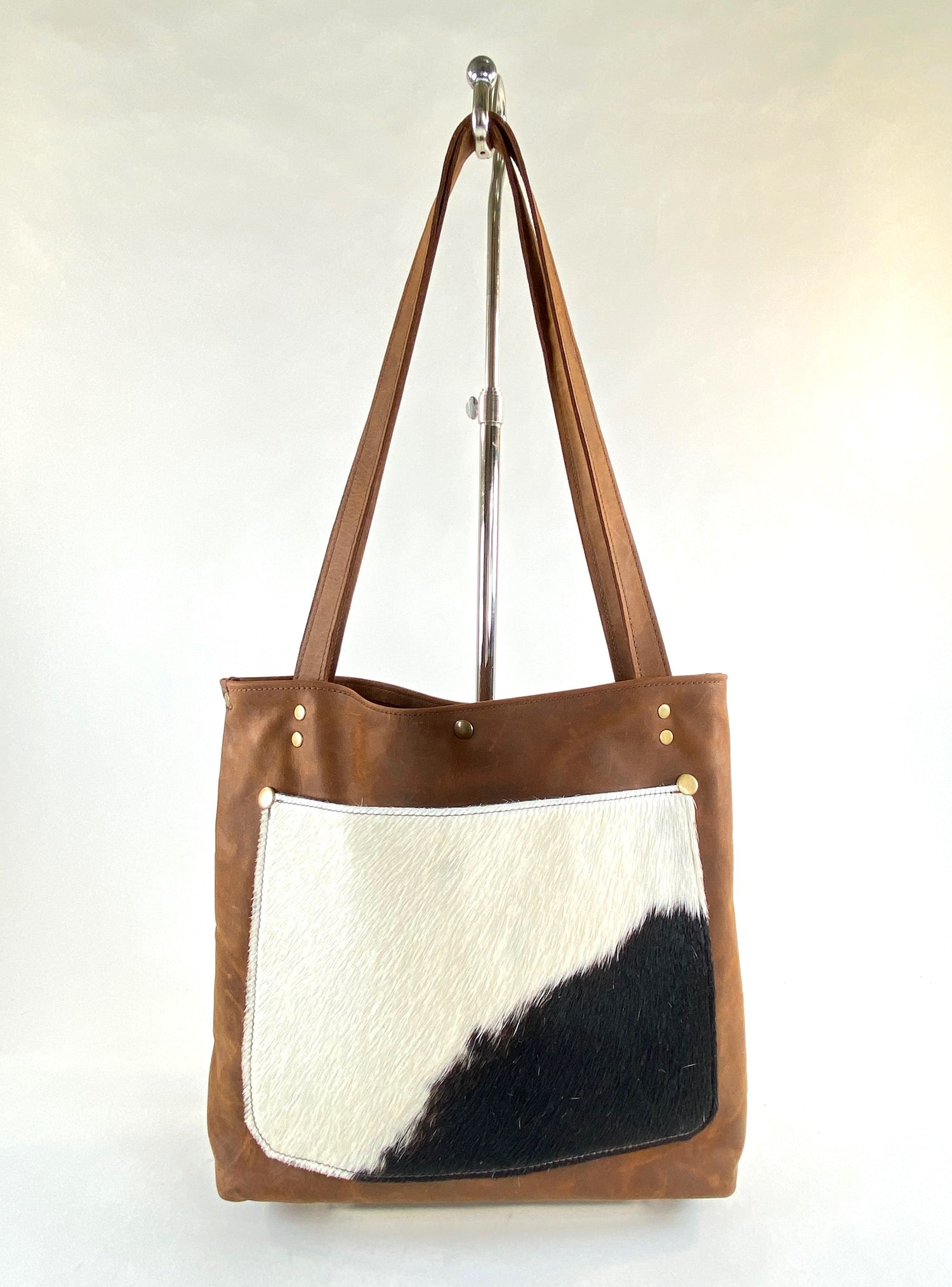Cnoles Women's Medium Cowhide Leather Tote Handbag
