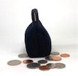 Black Suede Squeeze Coin Pouch Purse