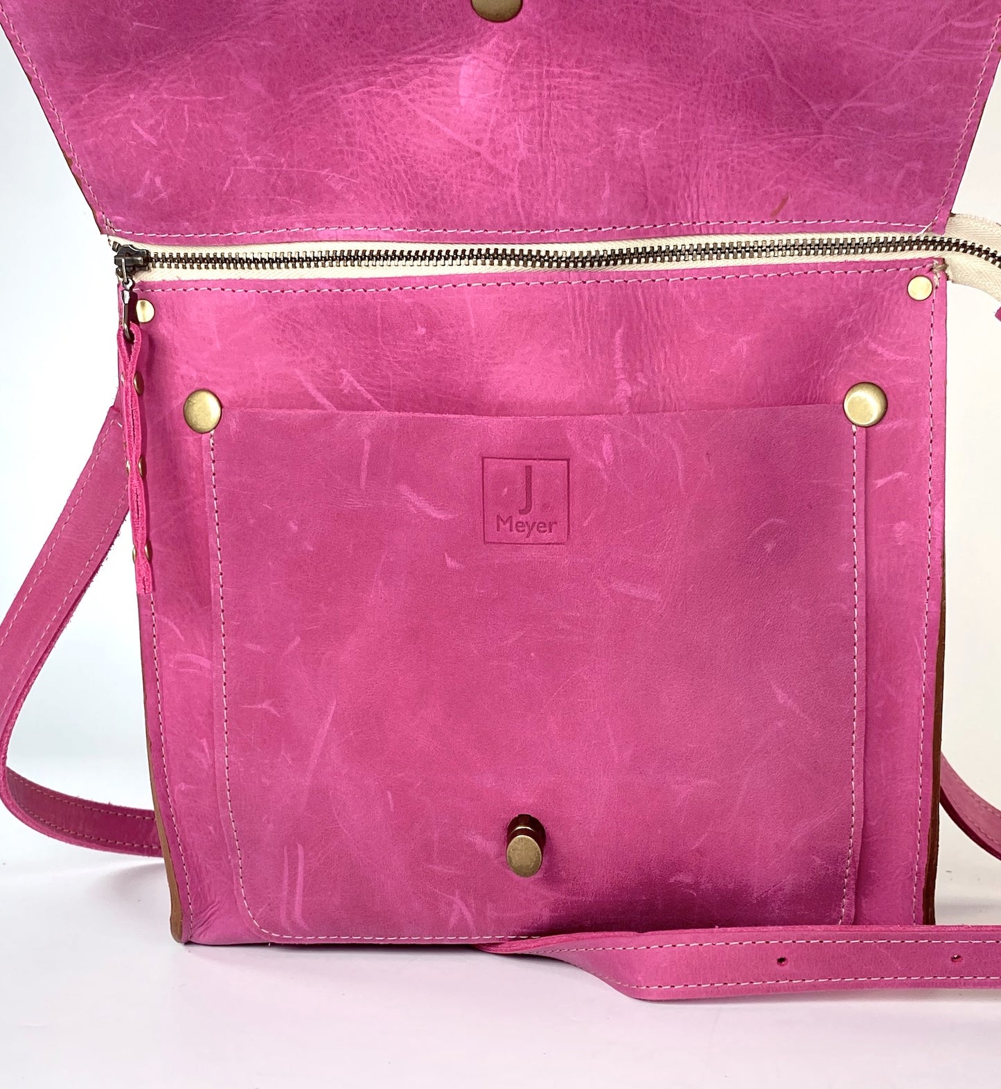 Leather Satchel Purse in Pink