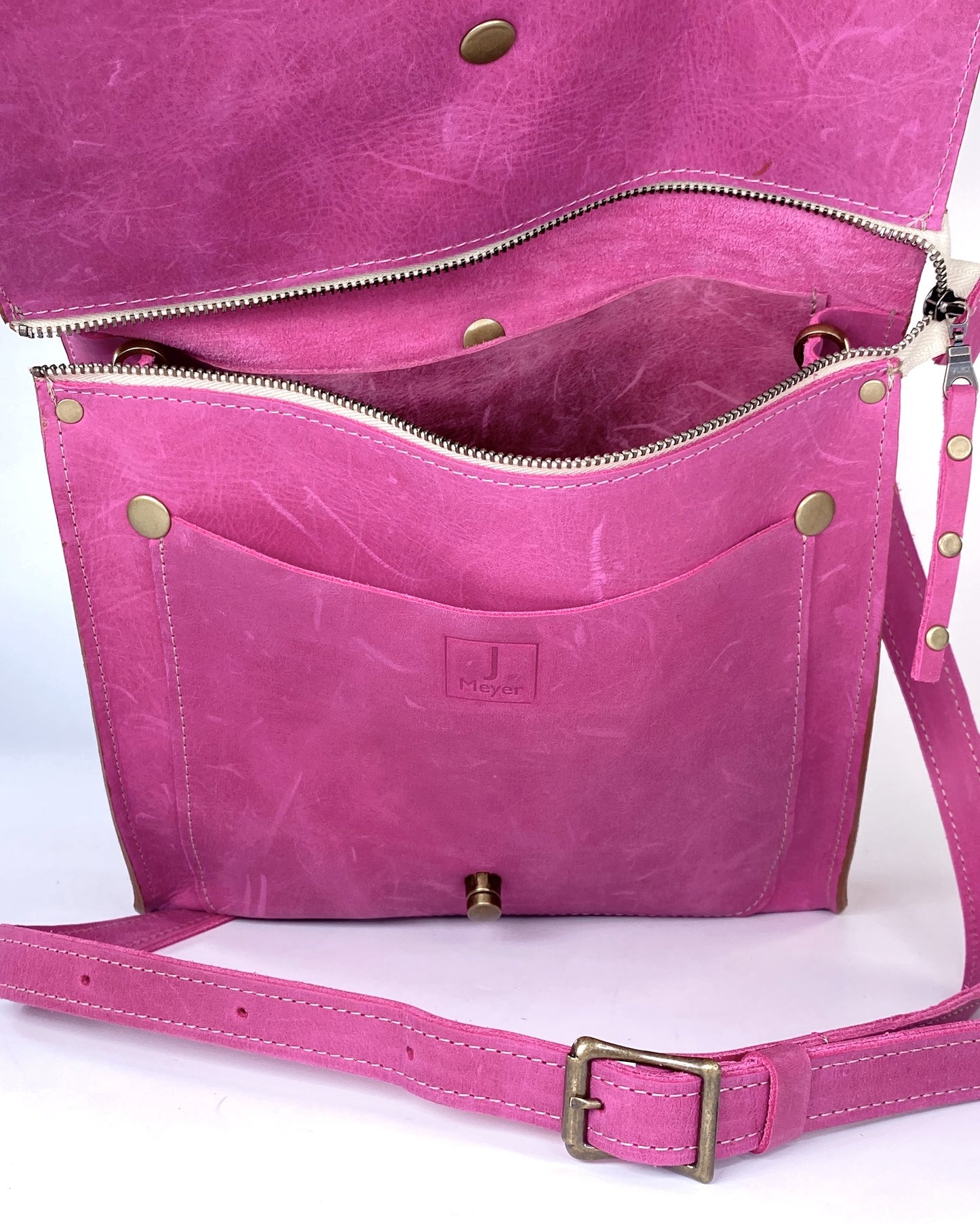 Leather Satchel Purse in Pink