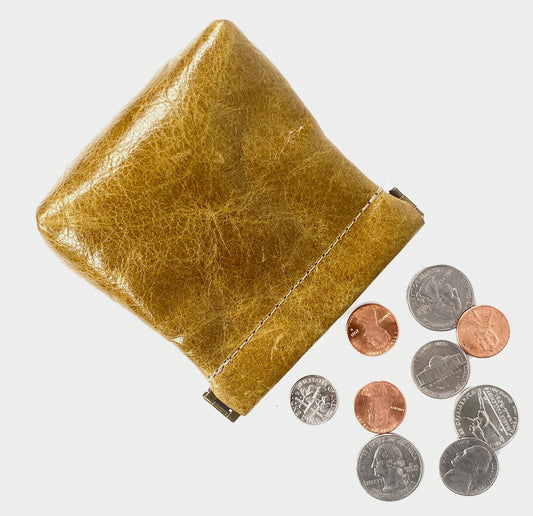 Vintage Mustard Squeeze Coin Pouch Purse