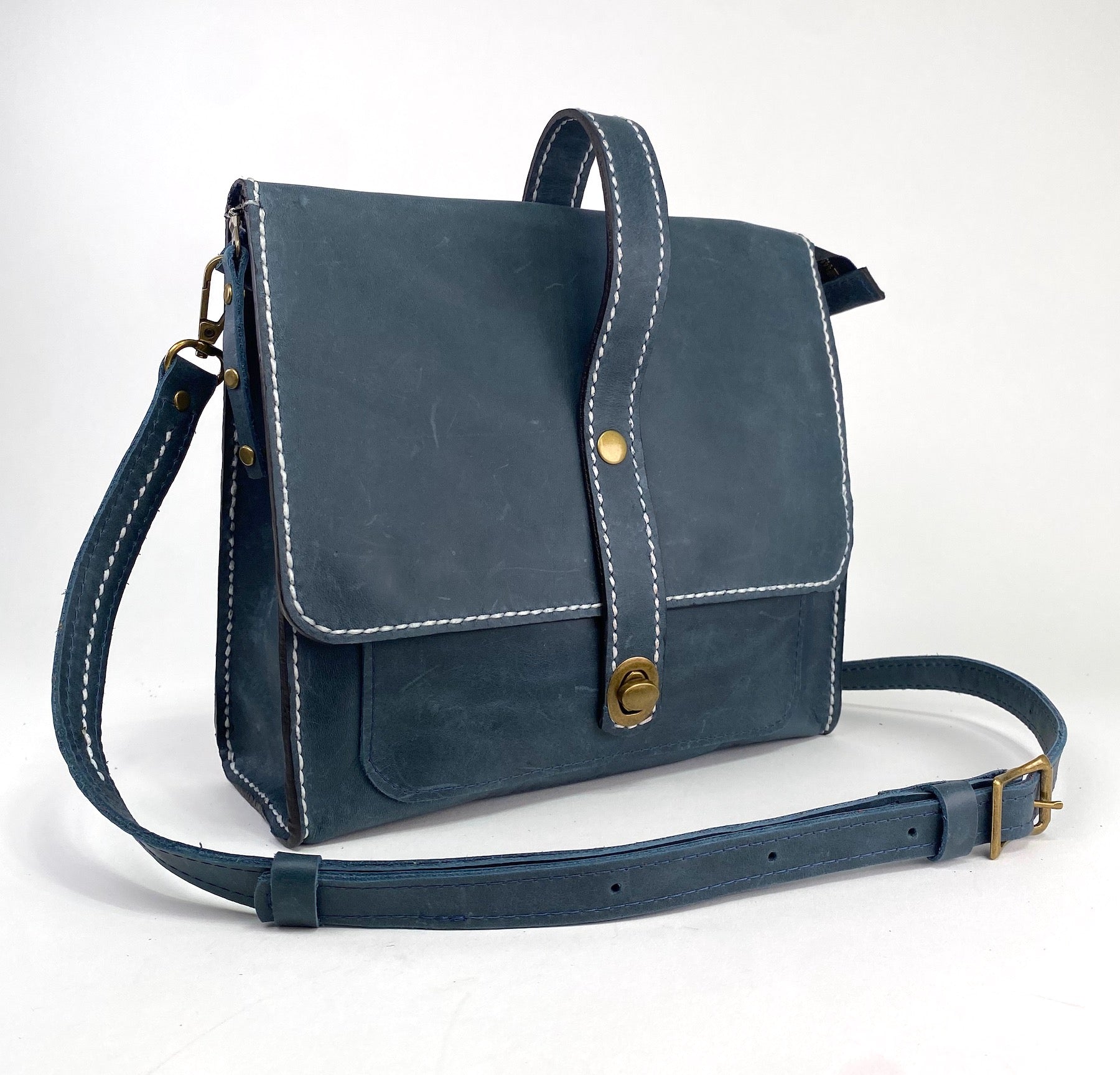 Coach Satchel In Midnight Blue And deals White