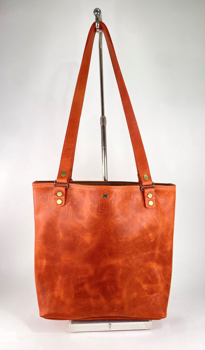 Leather Tote Bag in Orange