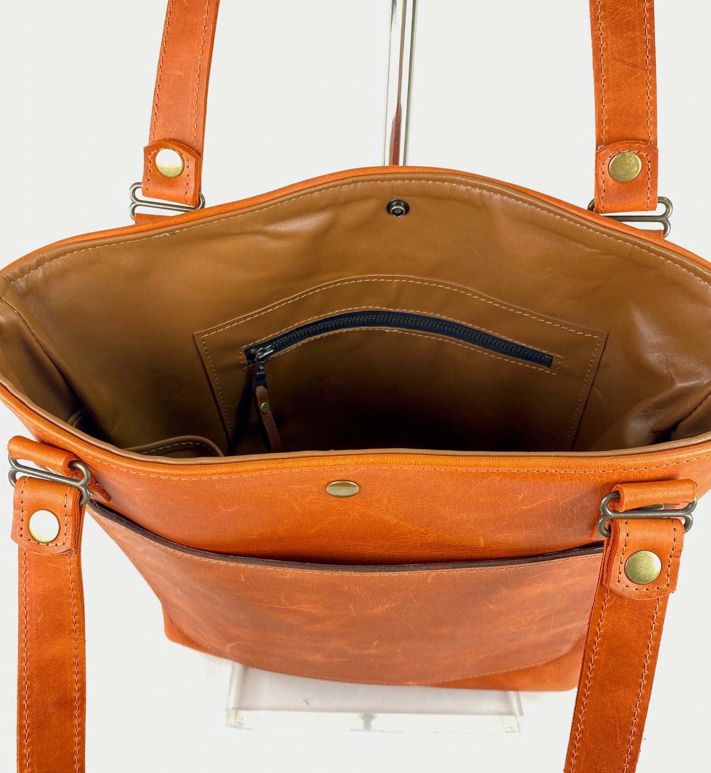 Leather Tote Bag in Orange