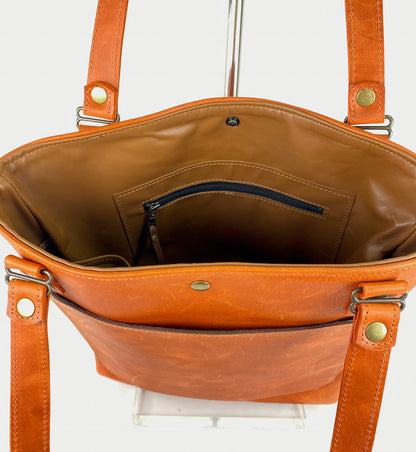 Leather Tote Bag in Orange