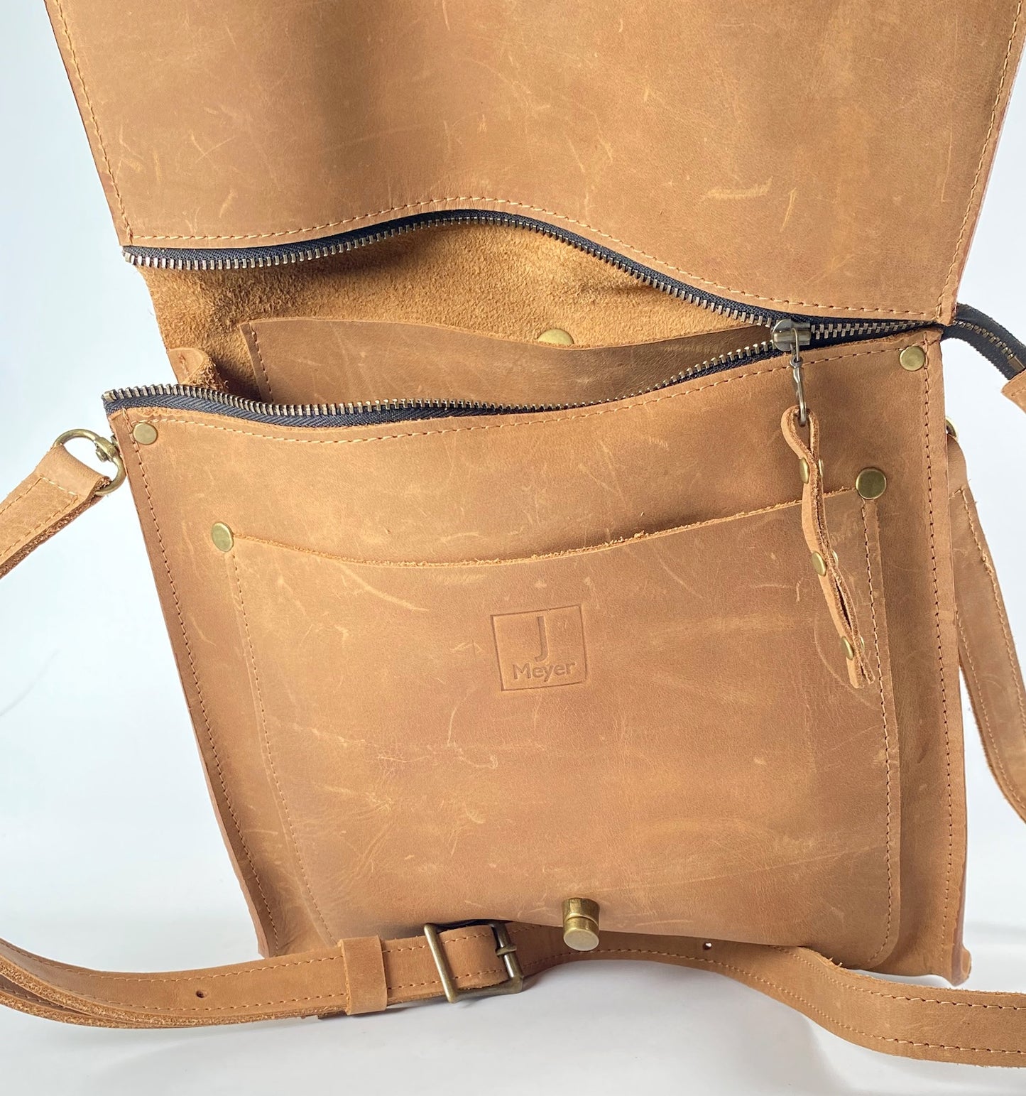 Leather Satchel Purse in Tan