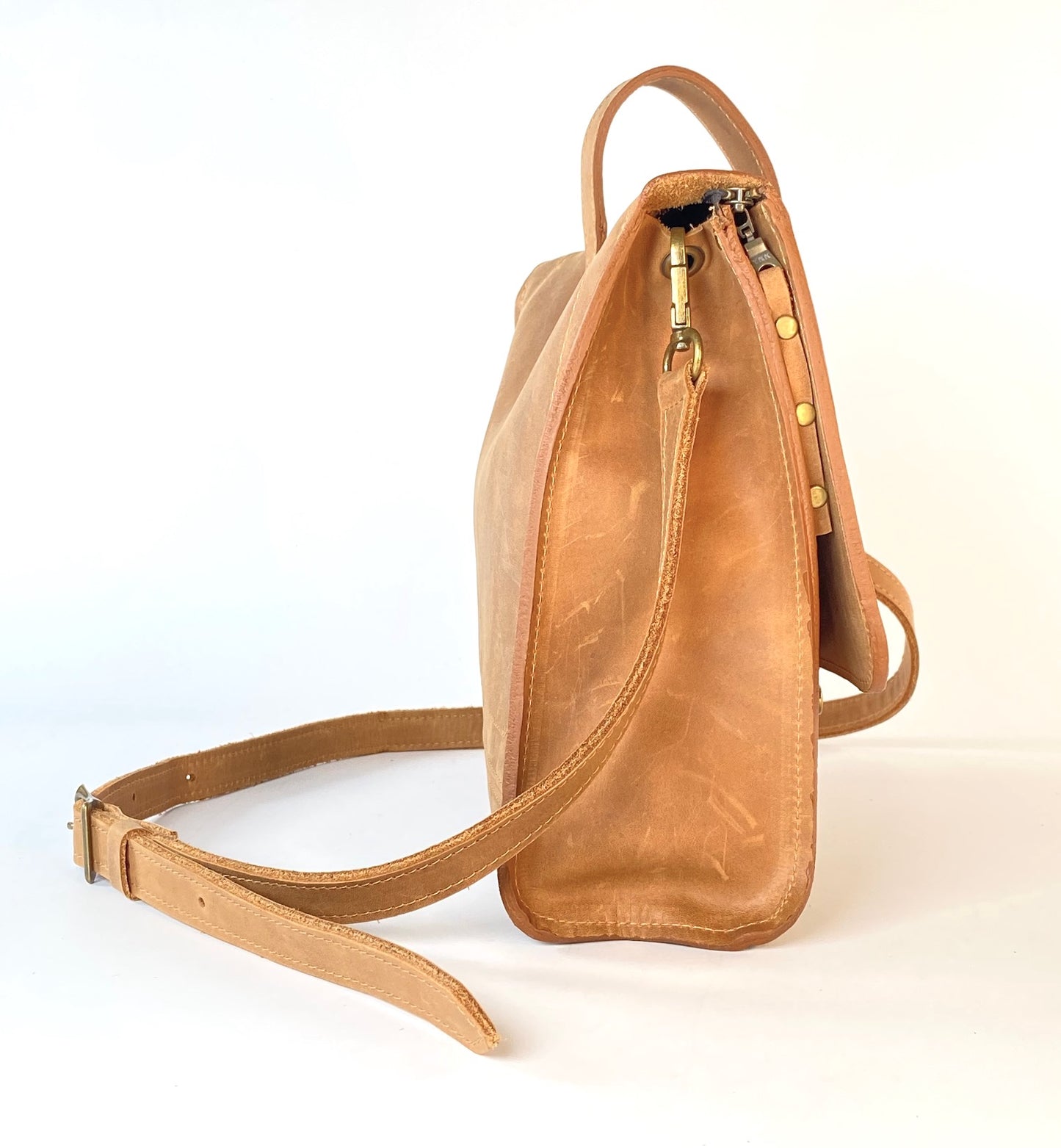 Leather Satchel Purse in Tan