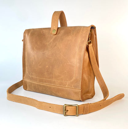 Leather Satchel Purse in Tan