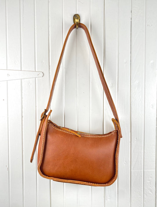 Lily 8 Compact Shoulder Bag Hand Stitched in Honey-Tan Leather