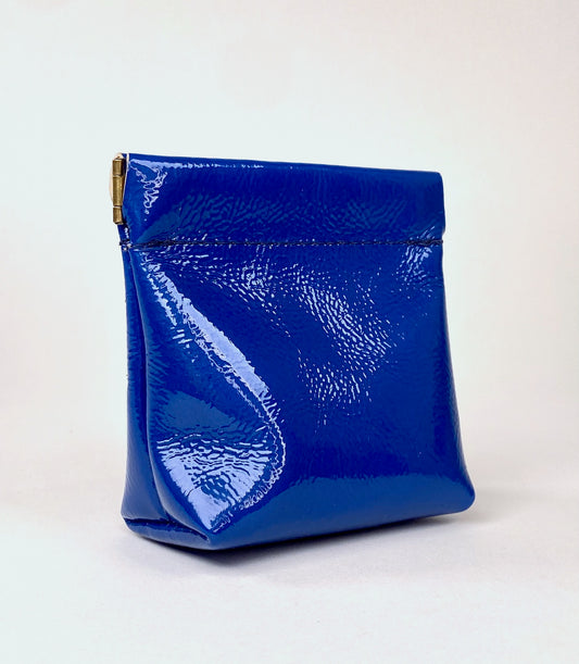 Bright Shiny Blue Squeeze Coin Pouch Purse